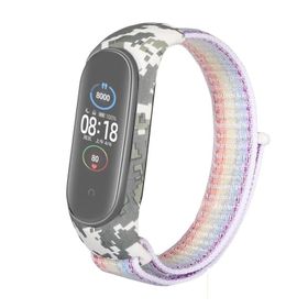 Gpack Xiaomi Mi Band 5 Kumaş Cırtcırt Kamuflaj Desenli Karışık Renk Kordon