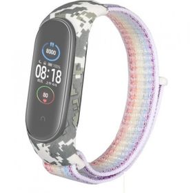 Gpack Xiaomi Mi Band 5 Kumaş Cırtcırt Kamuflaj Desenli Karışık Renk Kordon