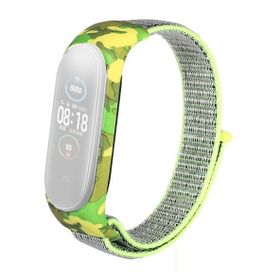Gpack Xiaomi Mi Band 5 Kumaş Cırtcırt Kamuflaj Desenli Yeşil Kordon