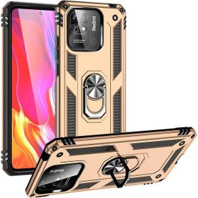 Gpack Xiaomi Poco C40 Vega Sert Silikon Tank Standlı Yüzüklü Mıknatıslı Gold Kılıf