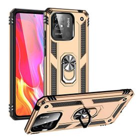 Gpack Xiaomi Poco C40 Vega Sert Silikon Tank Standlı Yüzüklü Mıknatıslı Gold Kılıf