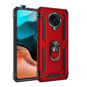 Gpack Xiaomi Poco F2 Pro Tank Koruma Vega Standlı Yüzüklü Mıknatıslı Kırmızı Kılıf