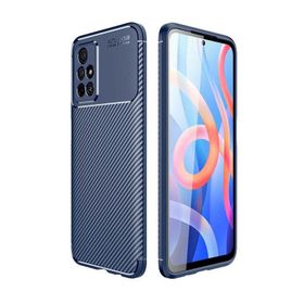 Gpack Xiaomi Poco M4 Pro 5G Negro Karbon Görünüm Kamera Korumalı Silikon Lacivert Kılıf