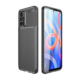 Gpack Xiaomi Poco M4 Pro 5G Negro Karbon Görünüm Kamera Korumalı Silikon Siyah Kılıf
