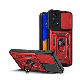 Gpack Xiaomi Poco M4 Pro 5G Sert Silikon Tank Aramid Sürgülü Vega Yüzüklü Siyah Kılıf