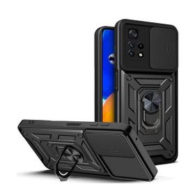 Gpack Xiaomi Poco M4 Pro 5G Sert Silikon Tank Aramid Sürgülü Vega Yüzüklü Siyah Kılıf