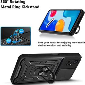 Gpack Xiaomi Poco M4 Pro 5G Sert Silikon Tank Aramid Sürgülü Vega Yüzüklü Siyah Kılıf
