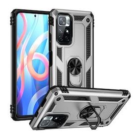 Gpack Xiaomi Poco M4 Pro 5G Vega Tank Standlı Yüzüklü Mıknatıslı Kırmızı Cep Telefonu Kılıfı