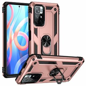 Gpack Xiaomi Poco M4 Pro 5G Vega Tank Standlı Yüzüklü Mıknatıslı Nano Glass Bronz Kılıf