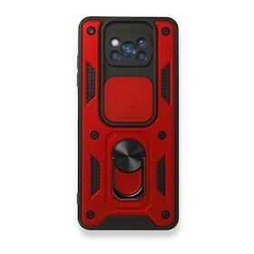 Gpack Xiaomi Poco X3 Pro Tank Aramid Sürgülü Vega Yüzüklü Kırmızı Kılıf