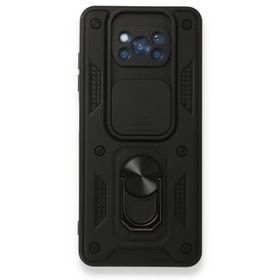 Gpack Xiaomi Poco X3 Tank Aramid Sürgülü Vega Yüzüklü Siyah Kılıf + Nano Glass Ekran Koruyucu