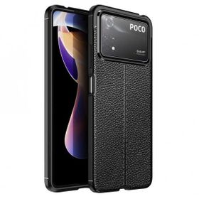 Gpack Xiaomi Poco X4 Pro 5G Niss Silikon Deri Görünümlü Korumalı Lacivert Kılıf