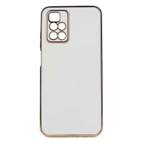 Gpack Xiaomi Redmi 10 Bark Parlak Silikon Renkli Kenarları Rose Beyaz Kılıf