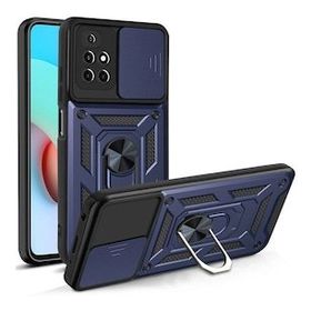 Gpack Xiaomi Redmi 10 Sert Silikon Tank Aramid Sürgülü Vega Yüzüklü Kırmızı Kılıf