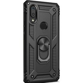 Gpack Xiaomi Redmi 7 Çift Katmanlı Tank Yüzüklü Mıknatıslı Vega Kapak Nano Glass Siyah Cep Telefonu Kılıf
