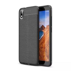 Gpack Xiaomi Redmi 7a Niss Deri Görünümlü Siyah Silikon Cep Telefonu Kılıf
