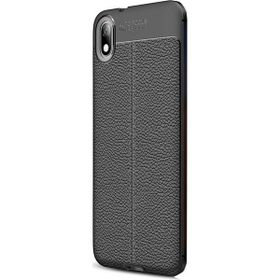 Gpack Xiaomi Redmi 7a Niss Deri Görünümlü Siyah Silikon Cep Telefonu Kılıf