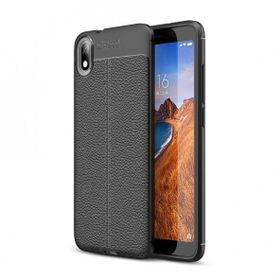 Gpack Xiaomi Redmi 7a Niss Deri Görünümlü Siyah Silikon Cep Telefonu Kılıf