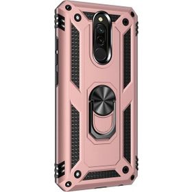 Gpack Xiaomi Redmi 8 Çift Katmanlı Tank Yüzüklü Mıknatıslı Vega Kapak Nano Glass Bronz Cep Telefonu Kılıf