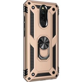 Gpack Xiaomi Redmi 8 Çift Katmanlı Tank Yüzüklü Mıknatıslı Vega Kapak Nano Glass Gold Cep Telefonu Kılıf