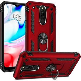 Gpack Xiaomi Redmi 8 Çift Katmanlı Tank Yüzüklü Mıknatıslı Vega Kapak Nano Glass Kırmızı Cep Telefonu Kılıf