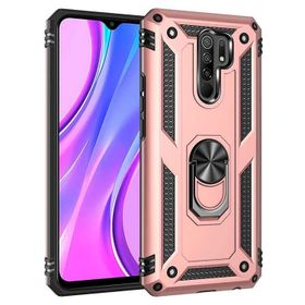Gpack Xiaomi Redmi 9 Tank Koruma Vega Standlı Yüzüklü Mıknatıslı Bronz Kılıf