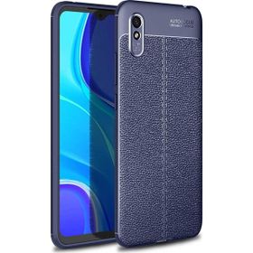 Gpack Xiaomi Redmi 9A Niss Silikon Deri Görünümlü Lacivert Kılıf