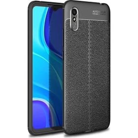 Gpack Xiaomi Redmi 9A Niss Silikon Deri Görünümlü Siyah Kılıf