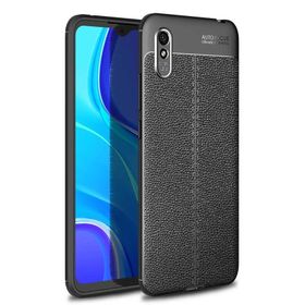 Gpack Xiaomi Redmi 9A Niss Silikon Deri Görünümlü Siyah Kılıf