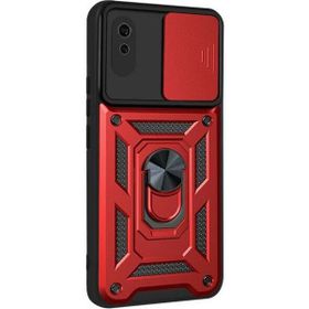 Gpack Xiaomi Redmi 9A Tank Aramid Sürgülü Vega Yüzüklü Kırmızı Kılıf
