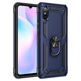 Gpack Xiaomi Redmi 9A Tank Koruma Vega Standlı Yüzüklü Mıknatıslı Lacivert Kılıf