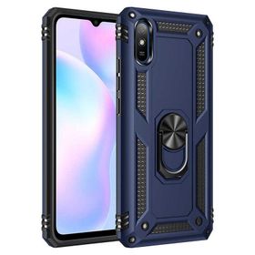 Gpack Xiaomi Redmi 9A Tank Koruma Vega Standlı Yüzüklü Mıknatıslı Lacivert Kılıf