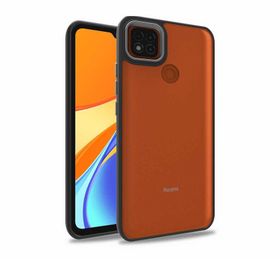 Gpack Xiaomi Redmi 9C Flora Sert Silikon Arkası Cam Şeffaf Siyah Kılıf