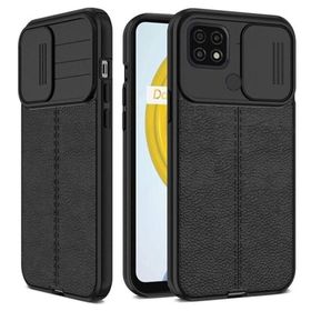 Gpack Xiaomi Redmi 9C Kamera Sürgülü Deri Dokulu Mat Silikon Siyah Kılıf