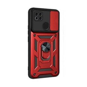 Gpack Xiaomi Redmi 9C Tank Aramid Sürgülü Vega Yüzüklü Kırmızı Kılıf