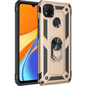 Gpack Xiaomi Redmi 9C Tank Koruma Vega Standlı Yüzüklü Mıknatıslı Nano Glass Gold Kılıf