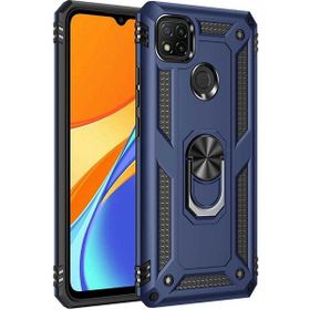 Gpack Xiaomi Redmi 9C Tank Koruma Vega Standlı Yüzüklü Mıknatıslı Nano Glass Lacivert Kılıf