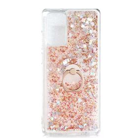 Gpack Xiaomi Redmi 9T Milce Sulu Yüzüklü Simli Silikon Arka Kapak Pembe Kılıf