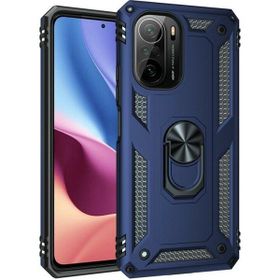 Gpack Xiaomi Redmi K40 Vega Tank Koruma Standlı Yüzüklü Mıknatıslı Lacivert Kılıf