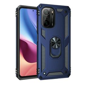 Gpack Xiaomi Redmi K40 Vega Tank Koruma Standlı Yüzüklü Mıknatıslı Lacivert Kılıf