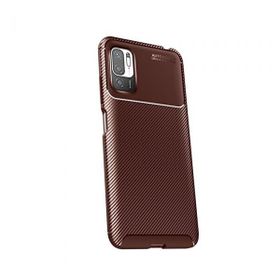 Gpack Xiaomi Redmi Note 10 5G Negro Karbon Dizayn Korumalı Silikon Kahverengi Kılıf