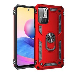 Gpack Xiaomi Redmi Note 10 5G Vega Tank Standlı Yüzüklü Mıknatıslı Kırmızı Kılıf
