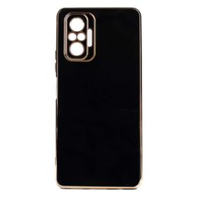 Gpack Xiaomi Redmi Note 10 Pro Bark Parlak Silikon Renkli Kenarları Rose Siyah Kılıf