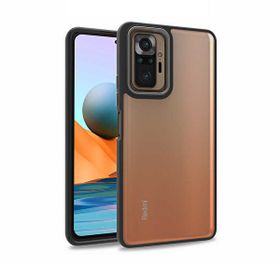 Gpack Xiaomi Redmi Note 10 Pro Flora Sert Silikon Arkası Cam Şeffaf Siyah Kılıf