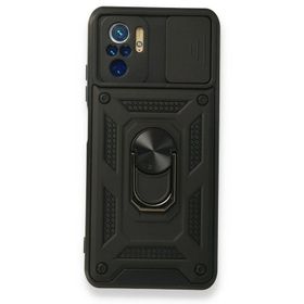Gpack Xiaomi Redmi Note 10 Tank Aramid Sürgülü Vega Yüzüklü Siyah Kılıf