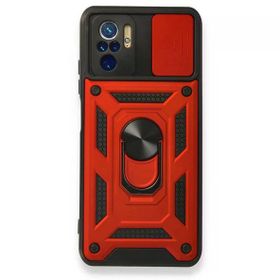 Gpack Xiaomi Redmi Note 10S Tank Aramid Sürgülü Vega Yüzüklü Kırmızı Kılıf