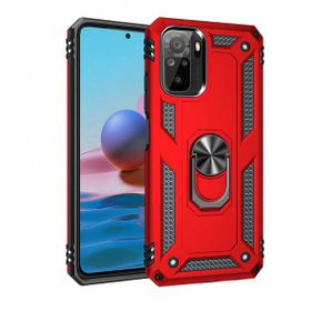 Gpack Xiaomi Redmi Note 10S Vega Tank Koruma Standlı Yüzüklü Mıknatıslı Siyah Kılıf
