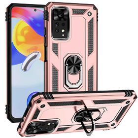 Gpack Xiaomi Redmi Note 11 4G Vega Tank Standlı Yüzüklü Mıknatıslı Bronz Kılıf + Nano Glass Ekran Koruyucu