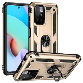 Gpack Xiaomi Redmi Note 11 4G Vega Tank Standlı Yüzüklü Mıknatıslı Gold Kılıf + Nano Glass Ekran Koruyucu