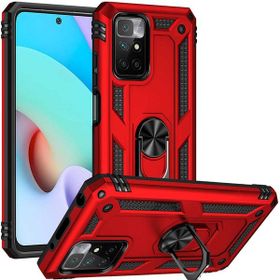 Gpack Xiaomi Redmi Note 11 4G Vega Tank Standlı Yüzüklü Mıknatıslı Kırmızı Kılıf + Nano Glass Ekran Koruyucu